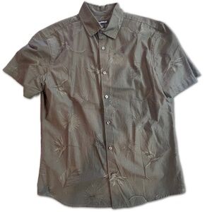 Express Men's Short Sleeve Button Down Green Shirt, Size: Small